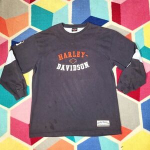 Vintage Harley‎ Davidson Long Sleeve T Shirt Gray Motorcycle American Tradition